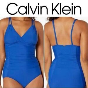 Calvin Klein Sz 6 royal blue swimsuit Tummy control Adjustable straps